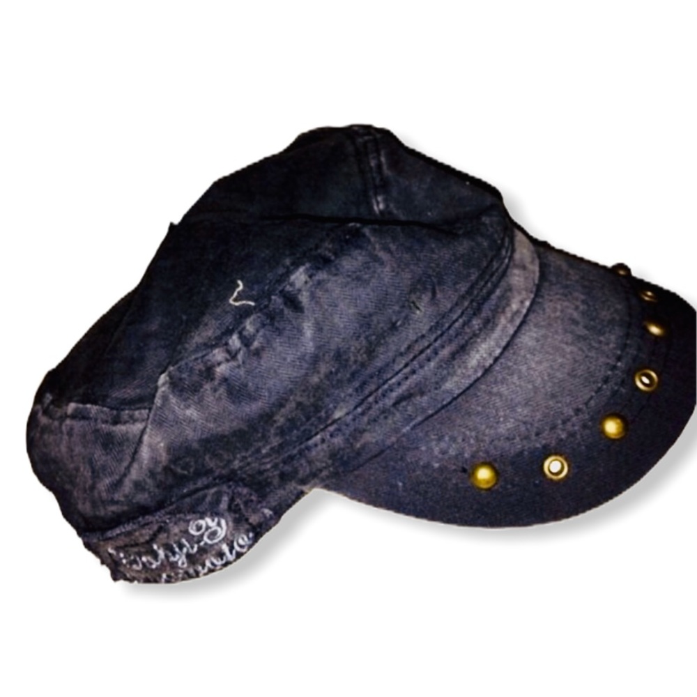 Vintage Distressed Studded Fashion Cap Hat Deadstock Distressed Black - Picture 2 of 5